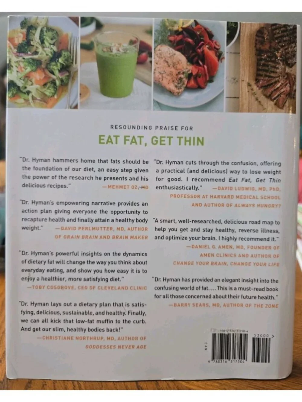 The Eat Fat, Get Thin Cookbook: More - Hardcover, by Hyman MD Dr. - Very Good g